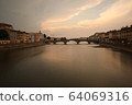 Florence, Italy - 2020. Ponte alla Carraia medieval Bridge landmark on Arno river. 64069316