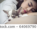 Ralaxation concept. Beautiful woman sleeping with 64069790