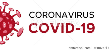 Cartoon concept coronavirus logo red COVID-19 nCov Cartoon concept coronavirus logo red COVID-19 nCov 64069915