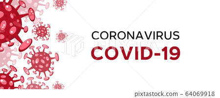Cartoon concept coronavirus logo red COVID-19 nCov Cartoon concept coronavirus logo red COVID-19 nCov 64069918