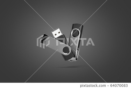 Blank black opened and closed usb stick mockup, dark background Blank black opened and closed usb stick mockup, dark background 64070083