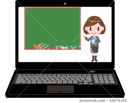在線課程，筆記本電腦，女老師，西裝 64070165