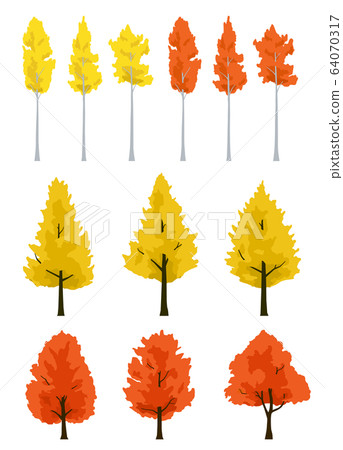 Autumn leaves tree autumn illustration set Autumn leaves tree autumn illustration set 64070317