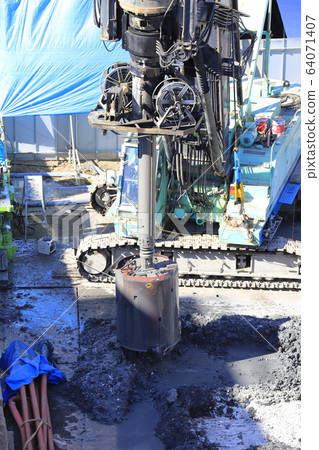 Construction site Foundation work Drilling work Construction site Foundation work Drilling work 64071407