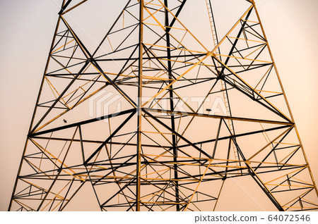 Birds on High voltage pole, Transmission tower in Birds on High voltage pole, Transmission tower in 64072546