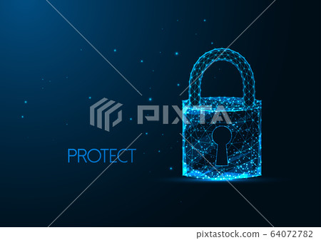 Futuristic cyber security concept with glowing... - Stock Illustration ...