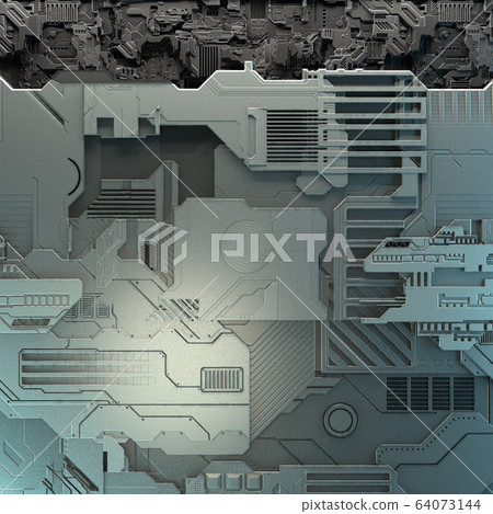 SciFi Panels. Futuristic texture. Spaceship hull geometric pattern. 3d illustration. 64073144