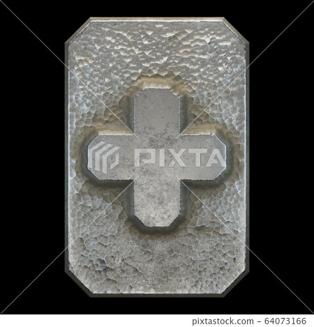 Industrial metal symbol plus on black background 3d 64073166