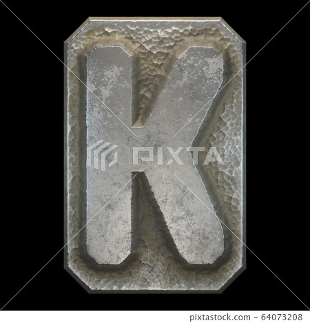 Industrial metal alphabet letter K on black background 3d 64073208