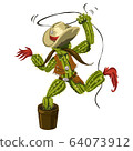 Cactus cowboy sheriff logo, hand drawn, vector illustration 64073912