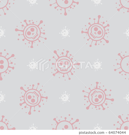 bacteria nCoV. Coronavirus SARS-CoV-2. Skull shape Covid-19 coronavirus. seamless pattern 64074044