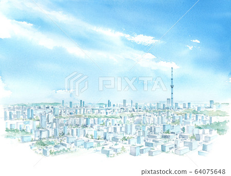 Tokyo Sky Tree Watercolor 64075648