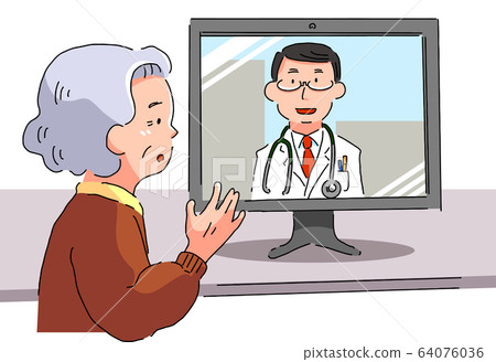 接受在線醫療（諮詢）的祖母 64076036