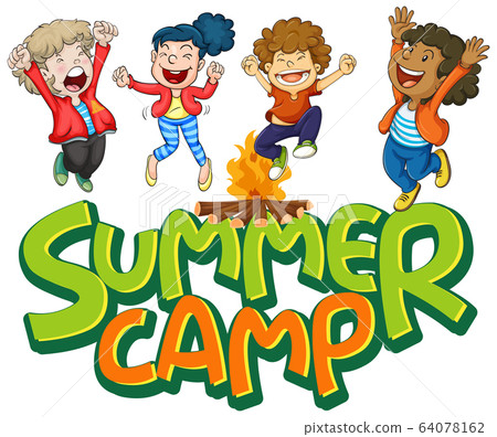 Font Design For Word Summer Camp On White Stock Illustration 64078162 Pixta