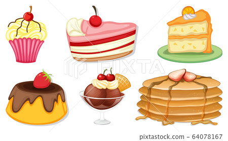 Big set of different menu for desserts on white 64078167
