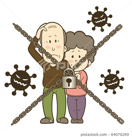 Senior couple caught in a virus and chains 64078269