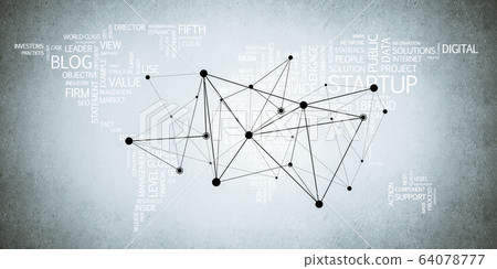 Lines and dots as networking idea drawn on cement background Lines and dots as networking idea drawn on cement background 64078777