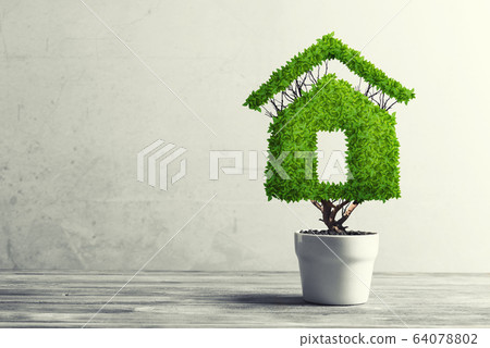 Concept of ecology recycling and eco construction with plant in pot Concept of ecology recycling and eco construction with plant in pot 64078802