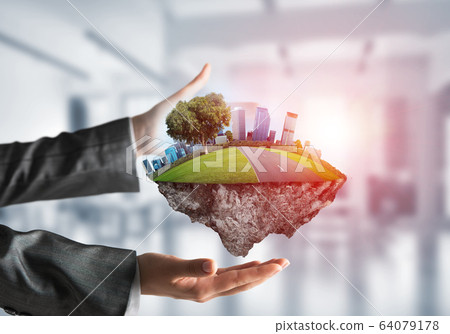 Modern eco friendly city and ecology concepts. Modern eco friendly city and ecology concepts. 64079178