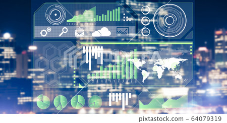Financial consulting and analytics concept with infographs on sc Financial consulting and analytics concept with infographs on sc 64079319