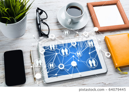 Networking and social communication concepts. Networking and social communication concepts. 64079445