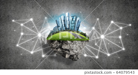 Concept of modern networking technologies and eco green construction 64079543