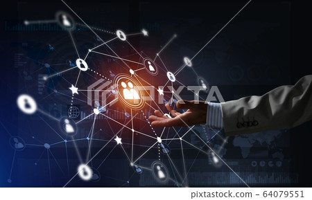Presenting modern wireless technologies as means of communucation and networking on dark background Presenting modern wireless technologies as means of communucation and networking on dark background 64079551