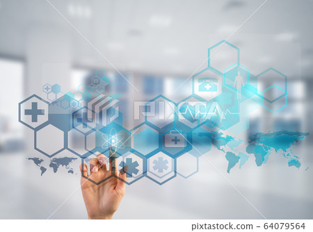 Innovative technologies for science and medicine in use by female doctor or scientist 64079564