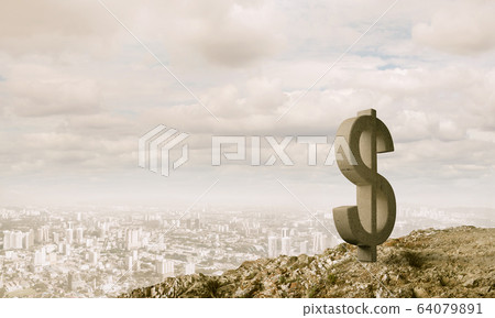 Money making and wealth concept presented by stone dollar symbol 64079891