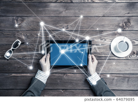 Concept of social communication and networking with social conne 64079895