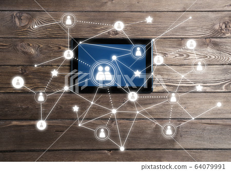 Concept of social communication and networking with social connection lines Concept of social communication and networking with social connection lines 64079991
