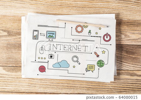 Internet connection pencil hand drawn 64080015