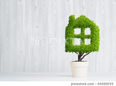 Concept of ecology recycling and eco construction with plant in pot Concept of ecology recycling and eco construction with plant in pot 64080039