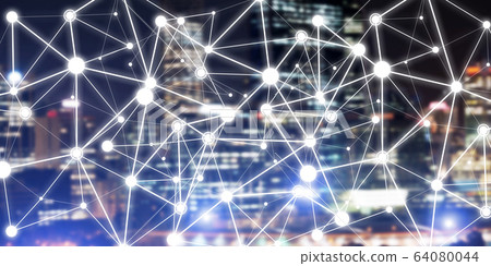 Modern wireless technologies as means of communucation and networking on dark background Modern wireless technologies as means of communucation and networking on dark background 64080044