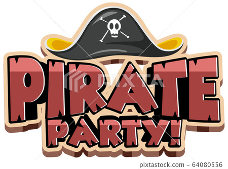 Font design for word pirate party with pirate hat Font design for word pirate party with pirate hat 64080556