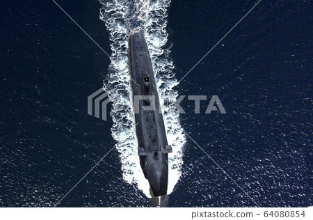 Naval submarine from aerial view Naval submarine from aerial view 64080854