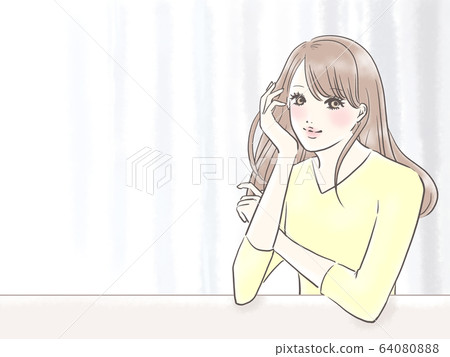Smiling woman with background (yellow) 64080888