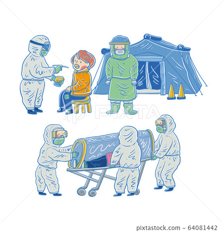 穿著隔離衣的醫療人員 64081442