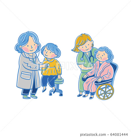 醫生照顧病人,人物矢量插圖 64081444