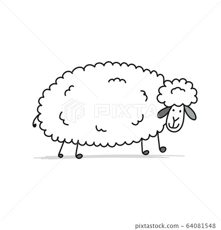 Funny sheep, sketch for your design Funny sheep, sketch for your design 64081548