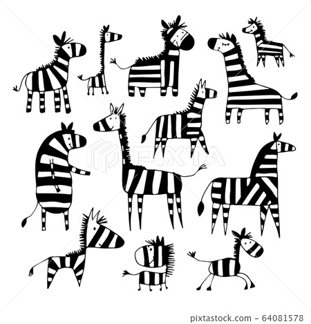Zebra family, sketch for your design 64081578