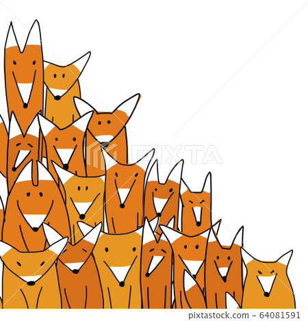 Foxes big family, sketch for your design 64081591