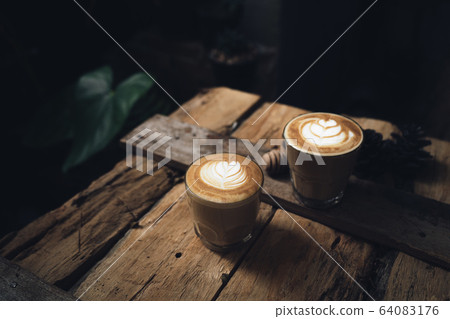 Latte coffee at home,Coffee in a glass Latte coffee at home,Coffee in a glass 64083176