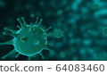 Viruses, Virus Cells under microscope, floating in fluid with green background. Pathogens outbreak of bacterium and virus, disease causing microorganisms. COVID-19 Coronavirus. 64083460