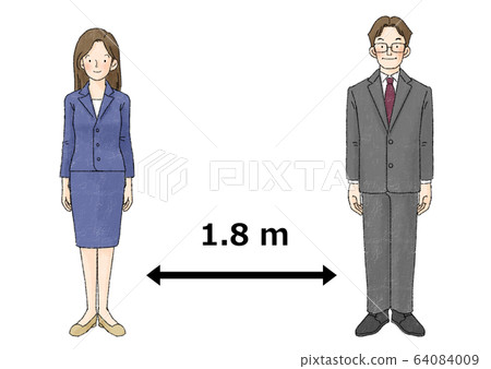 Social distance (2 people, upright, arrow, 1.8m) - Stock Illustration ...