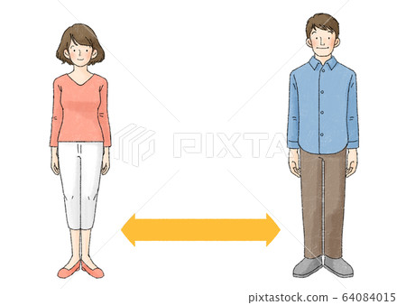 Social distance (2 people, upright, arrow) - Stock Illustration ...