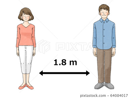 Social distance (2 people, upright, arrow, 1.8m) - Stock Illustration ...