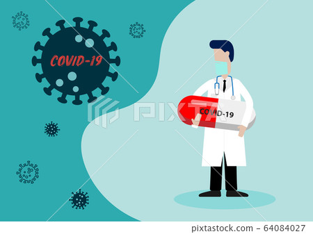Vector of Doctor with Medicine to Cure Covid-19 or Vector of Doctor with Medicine to Cure Covid-19 or 64084027