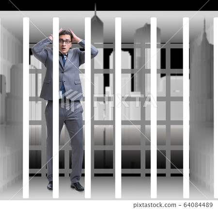 Businessman in the cage business concept Businessman in the cage business concept 64084489