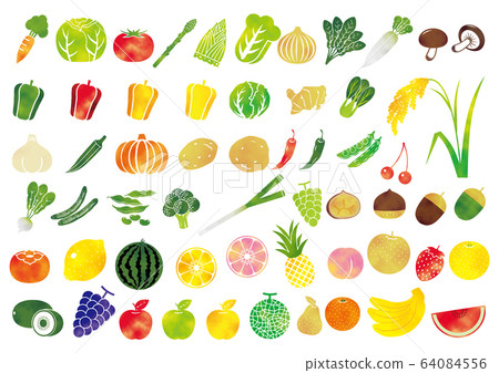 Fruits and vegetables watercolor icon Fruits and vegetables watercolor icon 64084556